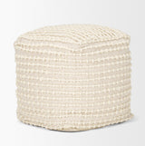 Sakaye Beige w/ Cream Stitched Patterned Pouf from Mercana - Luna Furniture