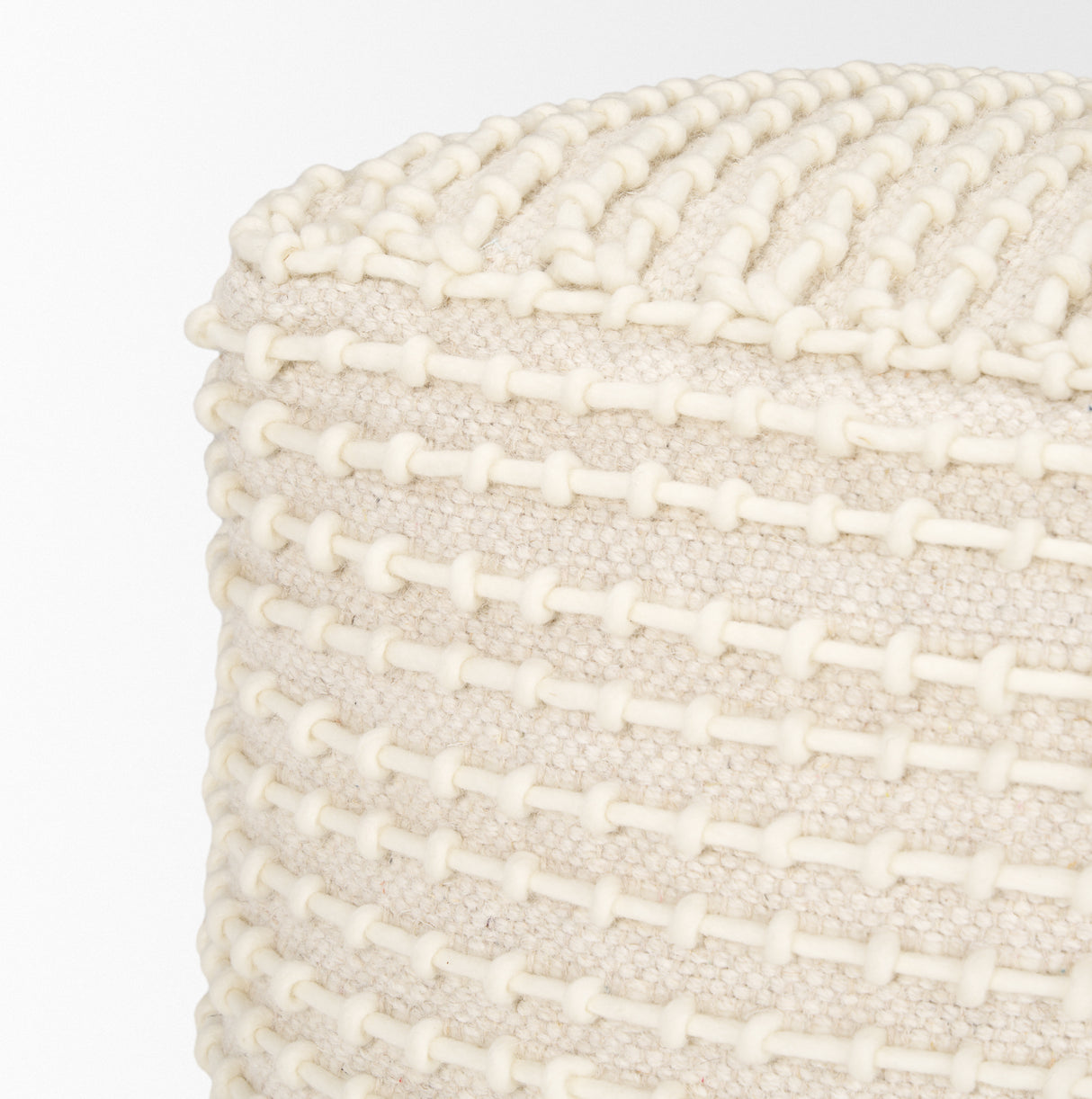Sakaye Beige w/ Cream Stitched Patterned Pouf from Mercana - Luna Furniture
