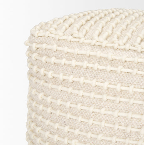 Sakaye Beige w/ Cream Stitched Patterned Pouf from Mercana - Luna Furniture