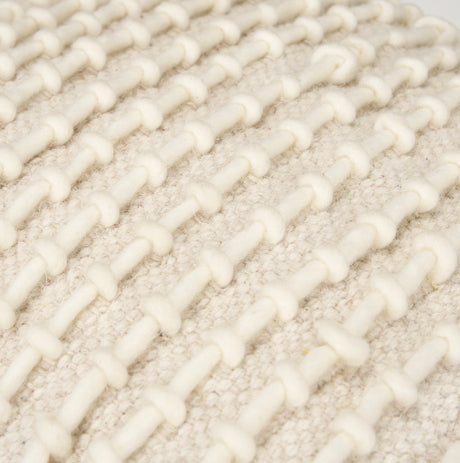 Sakaye Beige w/ Cream Stitched Patterned Pouf from Mercana - Luna Furniture