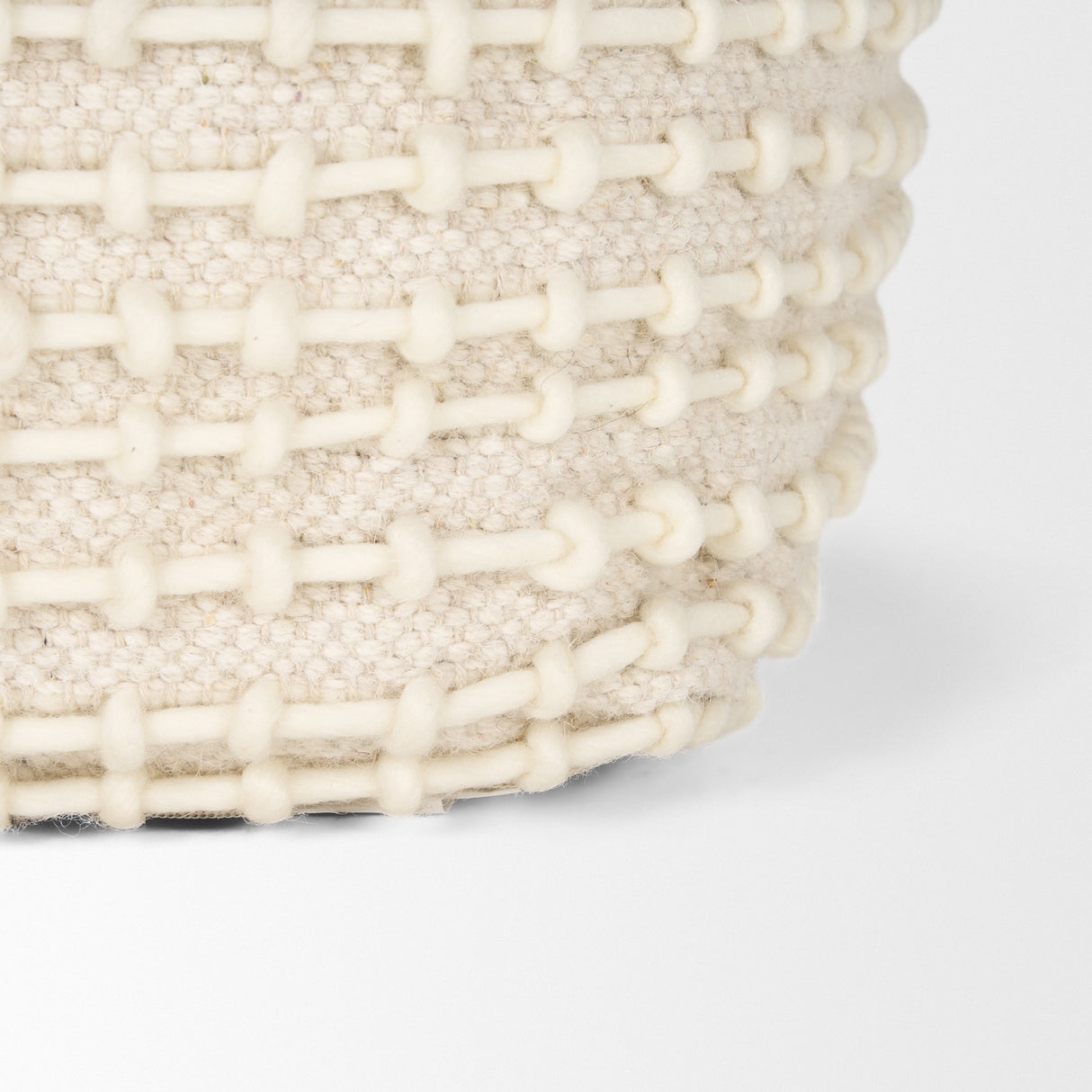 Sakaye Beige w/ Cream Stitched Patterned Pouf from Mercana - Luna Furniture