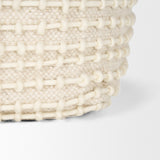 Sakaye Beige w/ Cream Stitched Patterned Pouf from Mercana - Luna Furniture