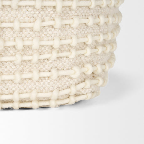 Sakaye Beige w/ Cream Stitched Patterned Pouf from Mercana - Luna Furniture
