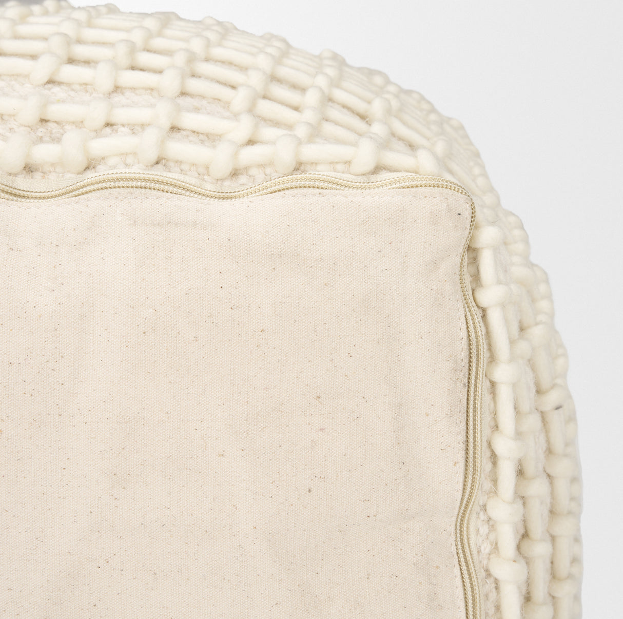 Sakaye Beige w/ Cream Stitched Patterned Pouf from Mercana - Luna Furniture
