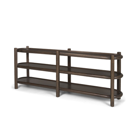 Romi Dark Brown Wood w/ 3 Shelves Oval Console Table from Mercana - Luna Furniture