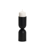 Qamra Medium Black Metal Pillar Candle Holder from Mercana - Luna Furniture