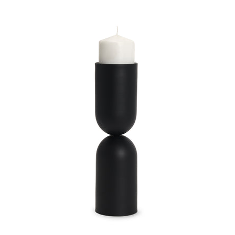 Qamra Tall Black Metal Pillar Candle Holder from Mercana - Luna Furniture