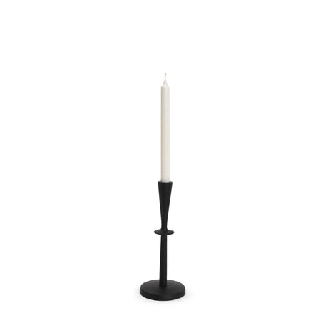 Qwin Matte Black Cast Aluminum Short Candle Holder from Mercana - Luna Furniture