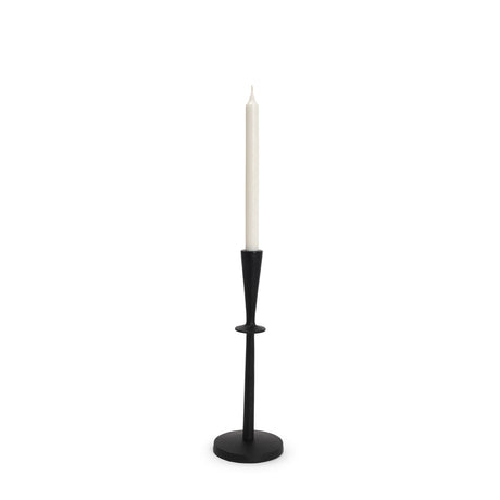 Qwin Matte Black Cast Aluminum Medium Candle Holder from Mercana - Luna Furniture