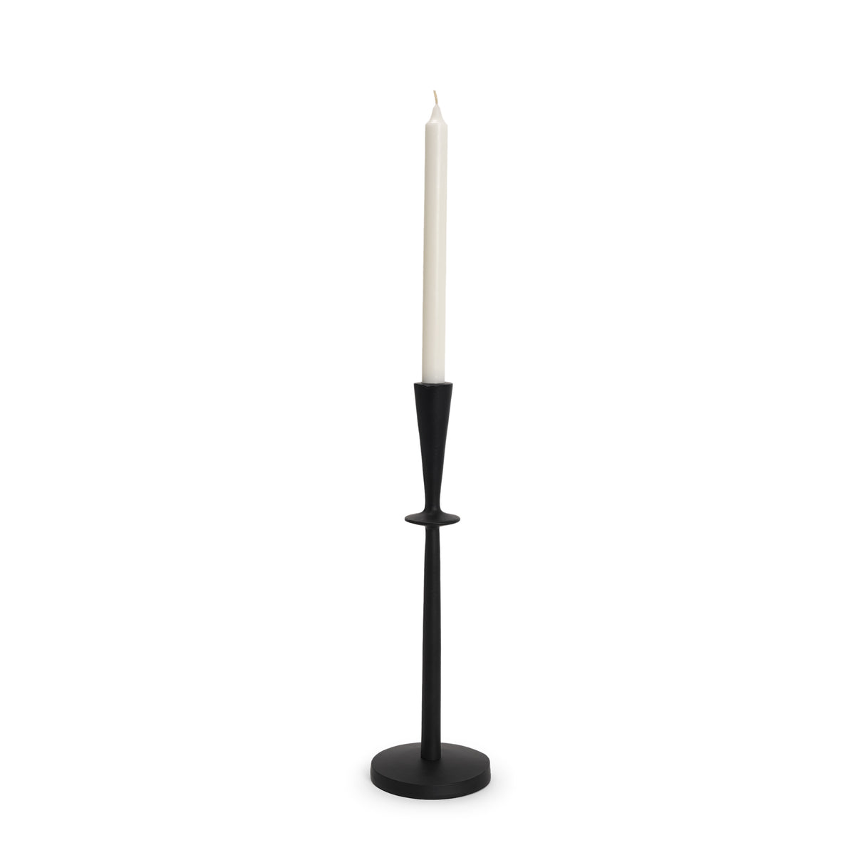 Qwin Matte Black Cast Aluminum Tall Candle Holder from Mercana - Luna Furniture