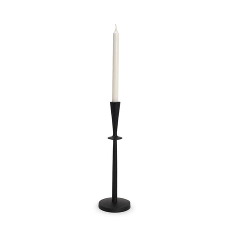 Qwin Matte Black Cast Aluminum Tall Candle Holder from Mercana - Luna Furniture