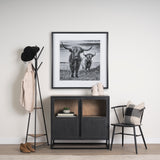 Everett Matte Black Metal w/ Two Wood Shelves Coat Rack from Mercana - Luna Furniture