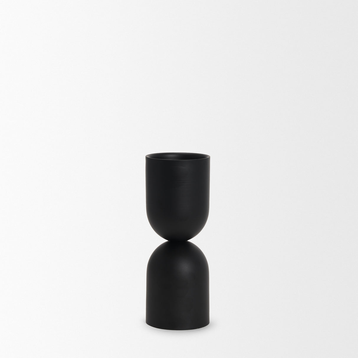 Qamra Short Black Metal Pillar Candle Holder from Mercana - Luna Furniture