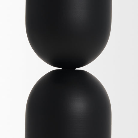 Qamra Short Black Metal Pillar Candle Holder from Mercana - Luna Furniture