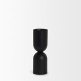 Qamra Medium Black Metal Pillar Candle Holder from Mercana - Luna Furniture