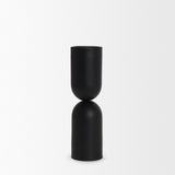 Qamra Tall Black Metal Pillar Candle Holder from Mercana - Luna Furniture