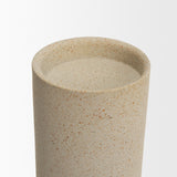 Qamra Medium Beige Textured Metal Pillar Candle Holder Candle Holder from Mercana - Luna Furniture