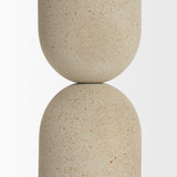 Qamra Medium Beige Textured Metal Pillar Candle Holder Candle Holder from Mercana - Luna Furniture