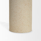 Qamra Medium Beige Textured Metal Pillar Candle Holder Candle Holder from Mercana - Luna Furniture