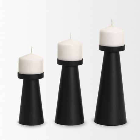 Quadir Medium Matte Black Metal Candle Holder from Mercana - Luna Furniture