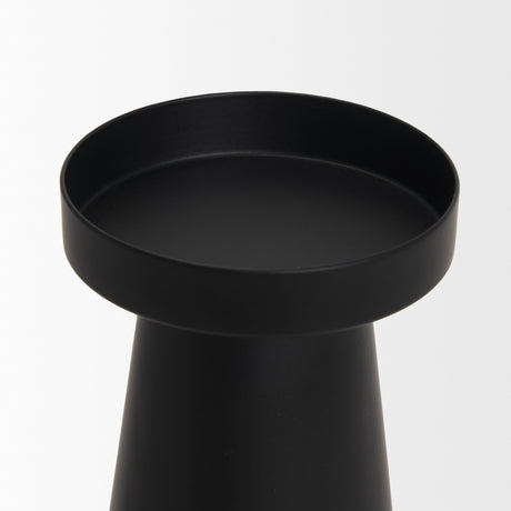 Quadir Tall Matte Black Metal Candle Holder from Mercana - Luna Furniture