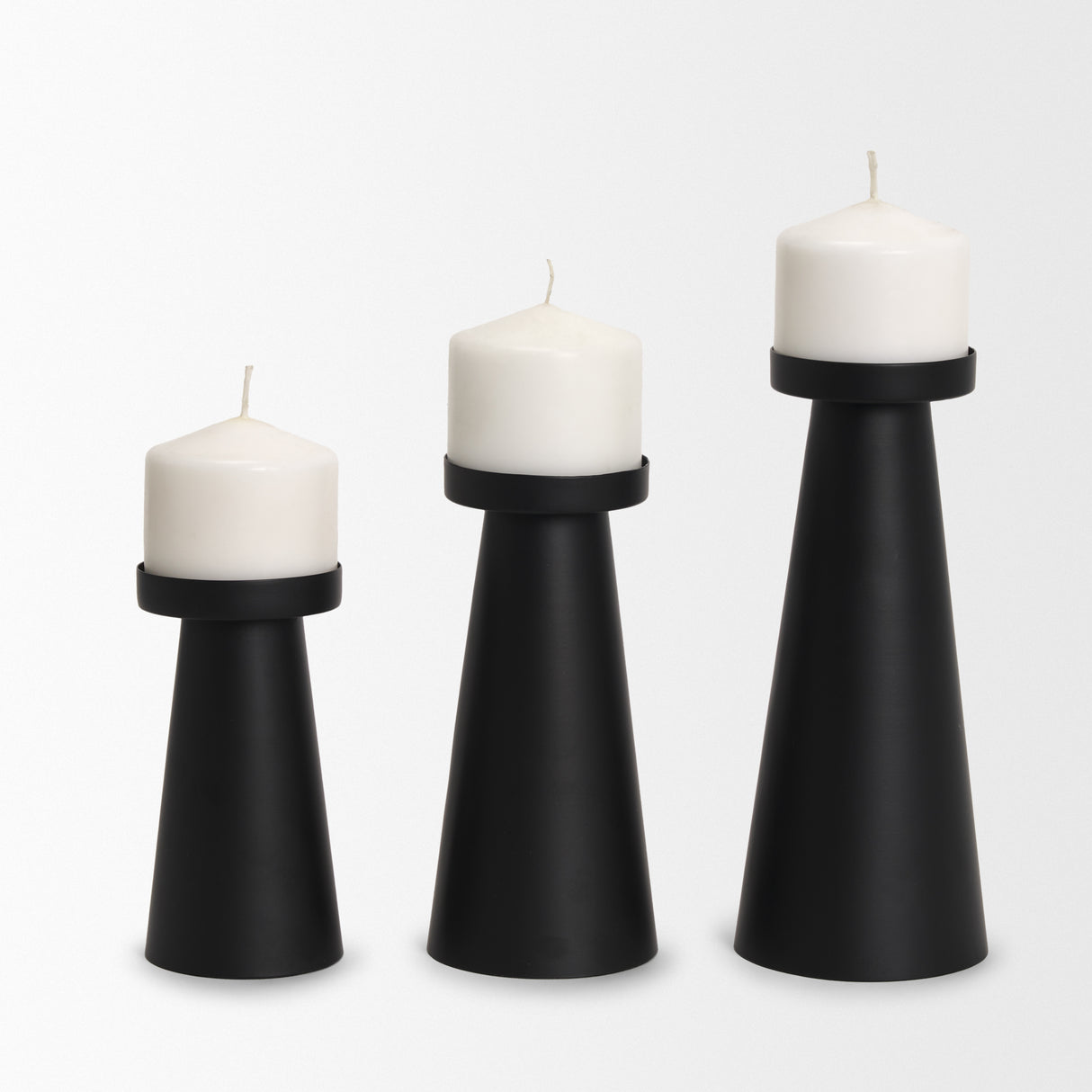 Quadir Tall Matte Black Metal Candle Holder from Mercana - Luna Furniture