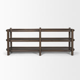 Romi Dark Brown Wood w/ 3 Shelves Oval Console Table from Mercana - Luna Furniture