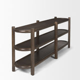 Romi Dark Brown Wood w/ 3 Shelves Oval Console Table from Mercana - Luna Furniture