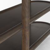 Romi Dark Brown Wood w/ 3 Shelves Oval Console Table from Mercana - Luna Furniture
