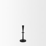 Qwin Matte Black Cast Aluminum Short Candle Holder from Mercana - Luna Furniture