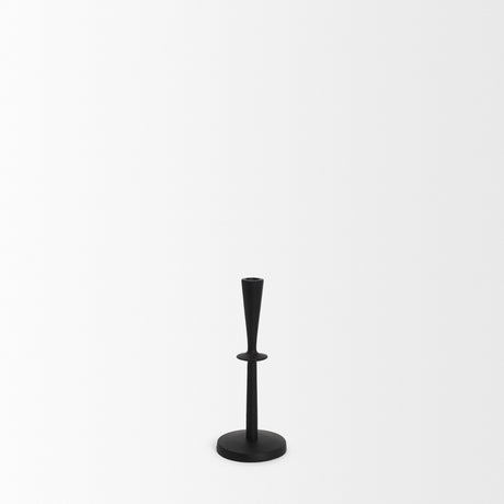 Qwin Matte Black Cast Aluminum Short Candle Holder from Mercana - Luna Furniture