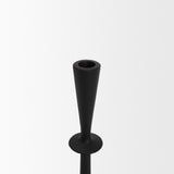 Qwin Matte Black Cast Aluminum Short Candle Holder from Mercana - Luna Furniture