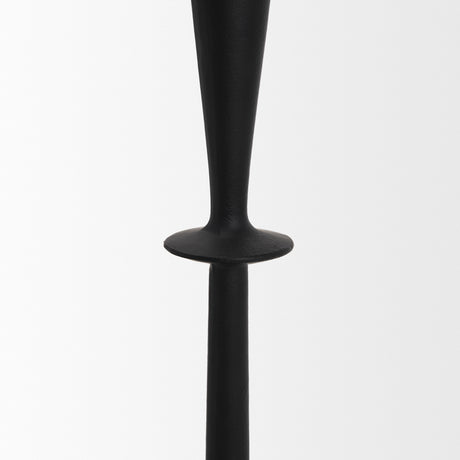 Qwin Matte Black Cast Aluminum Short Candle Holder from Mercana - Luna Furniture