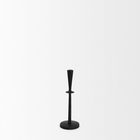 Qwin Matte Black Cast Aluminum Medium Candle Holder from Mercana - Luna Furniture