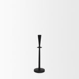 Qwin Matte Black Cast Aluminum Tall Candle Holder from Mercana - Luna Furniture