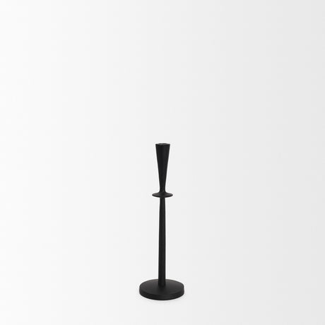 Qwin Matte Black Cast Aluminum Tall Candle Holder from Mercana - Luna Furniture