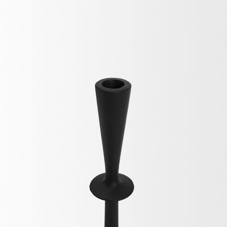 Qwin Matte Black Cast Aluminum Tall Candle Holder from Mercana - Luna Furniture