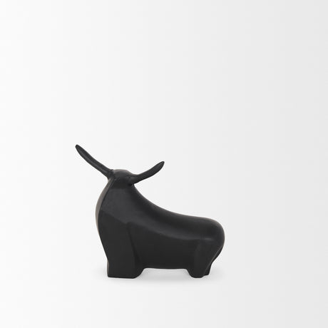 Radu Small Matte Black Metal Bull Decorative Object from Mercana - Luna Furniture