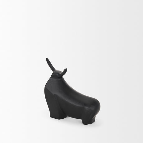 Radu Small Matte Black Metal Bull Decorative Object from Mercana - Luna Furniture