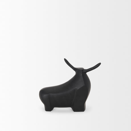 Radu Small Matte Black Metal Bull Decorative Object from Mercana - Luna Furniture
