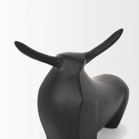 Radu Small Matte Black Metal Bull Decorative Object from Mercana - Luna Furniture