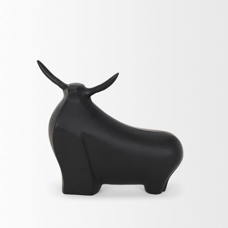 Radu Large Matte Black Metal Bull Decorative Object from Mercana - Luna Furniture
