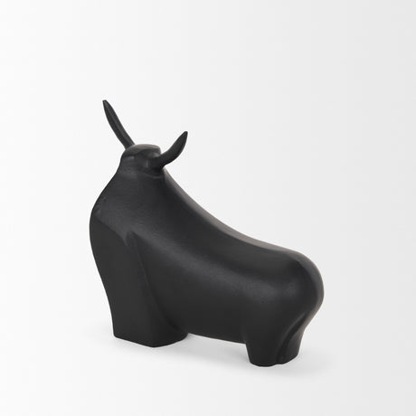 Radu Large Matte Black Metal Bull Decorative Object from Mercana - Luna Furniture