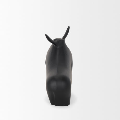 Radu Large Matte Black Metal Bull Decorative Object from Mercana - Luna Furniture