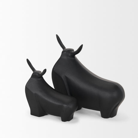 Radu Large Matte Black Metal Bull Decorative Object from Mercana - Luna Furniture
