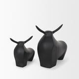 Radu Large Matte Black Metal Bull Decorative Object from Mercana - Luna Furniture