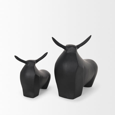 Radu Large Matte Black Metal Bull Decorative Object from Mercana - Luna Furniture