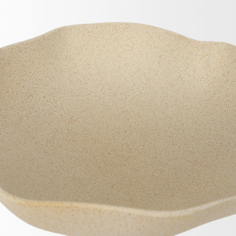 Radka Beige Textured Large Metal Decorative Bowl from Mercana - Luna Furniture
