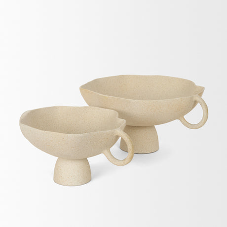 Radka Beige Textured Large Metal Decorative Bowl from Mercana - Luna Furniture