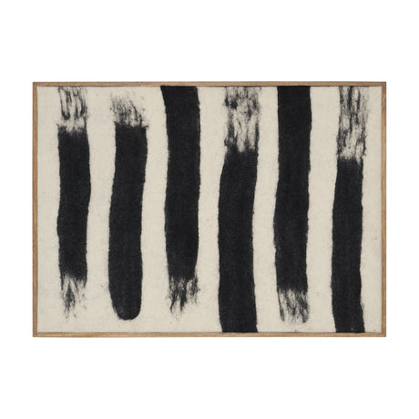 Rollins Small Cream w/ Black Stripes Wool Framed Art from Mercana - Luna Furniture